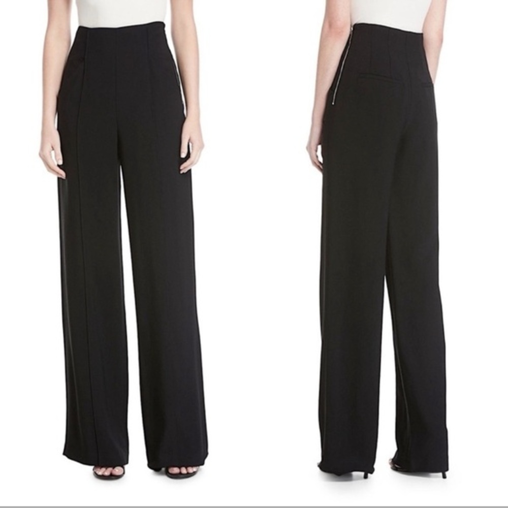 A.L.C Marlo Wide Leg High Waisted Black Dress Pants Crepe Trousers Size 10